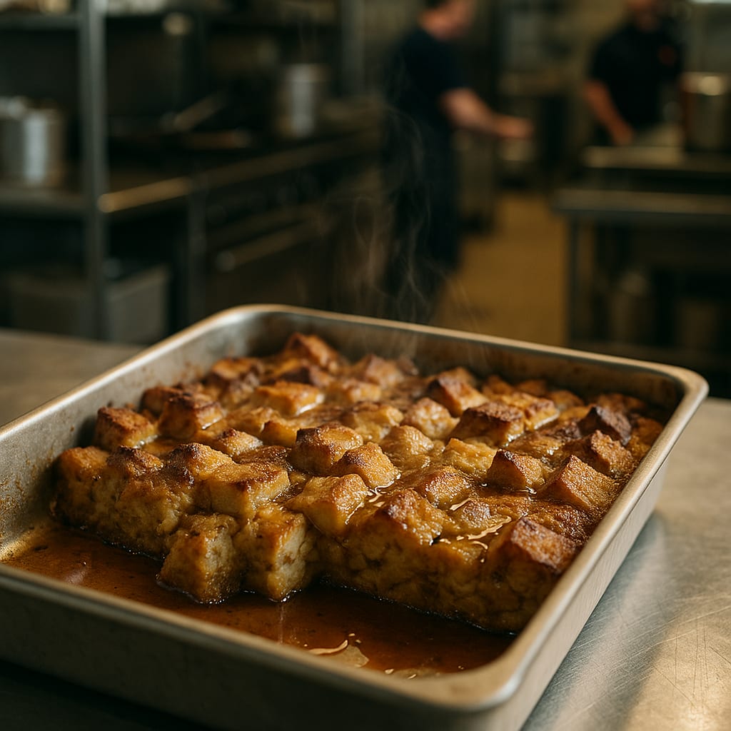 Crew French Toast Bake — bread cubes, cinnamon, and butter