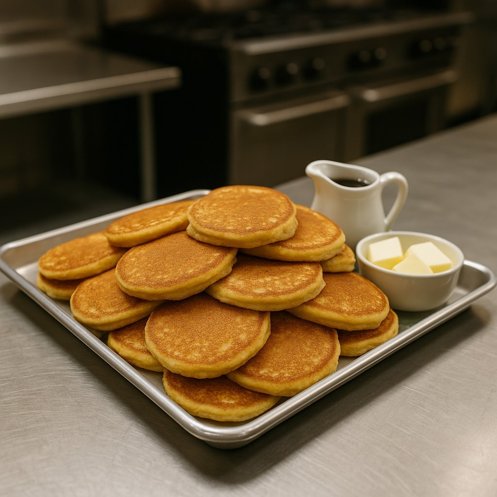 Golden johnnycakes with whipped butter and warm maple syrup