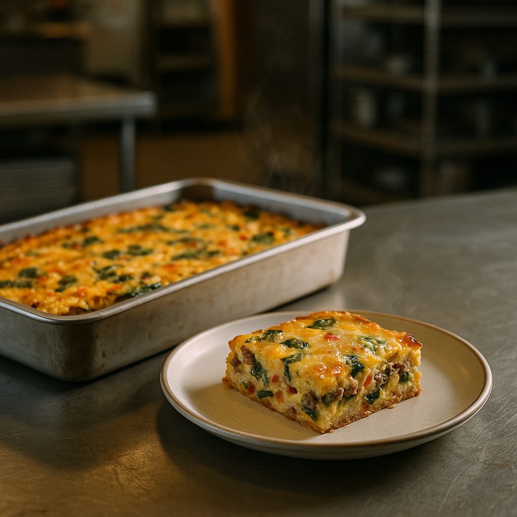 Southwest Egg Bake — sausage, spinach, and cheese
