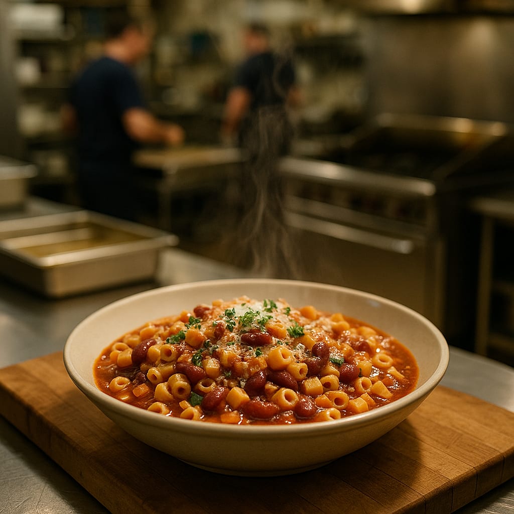 30-Minute Pasta e Fagioli for the Hall — ditalini, kidney beans, parmesan cheese, and parsley