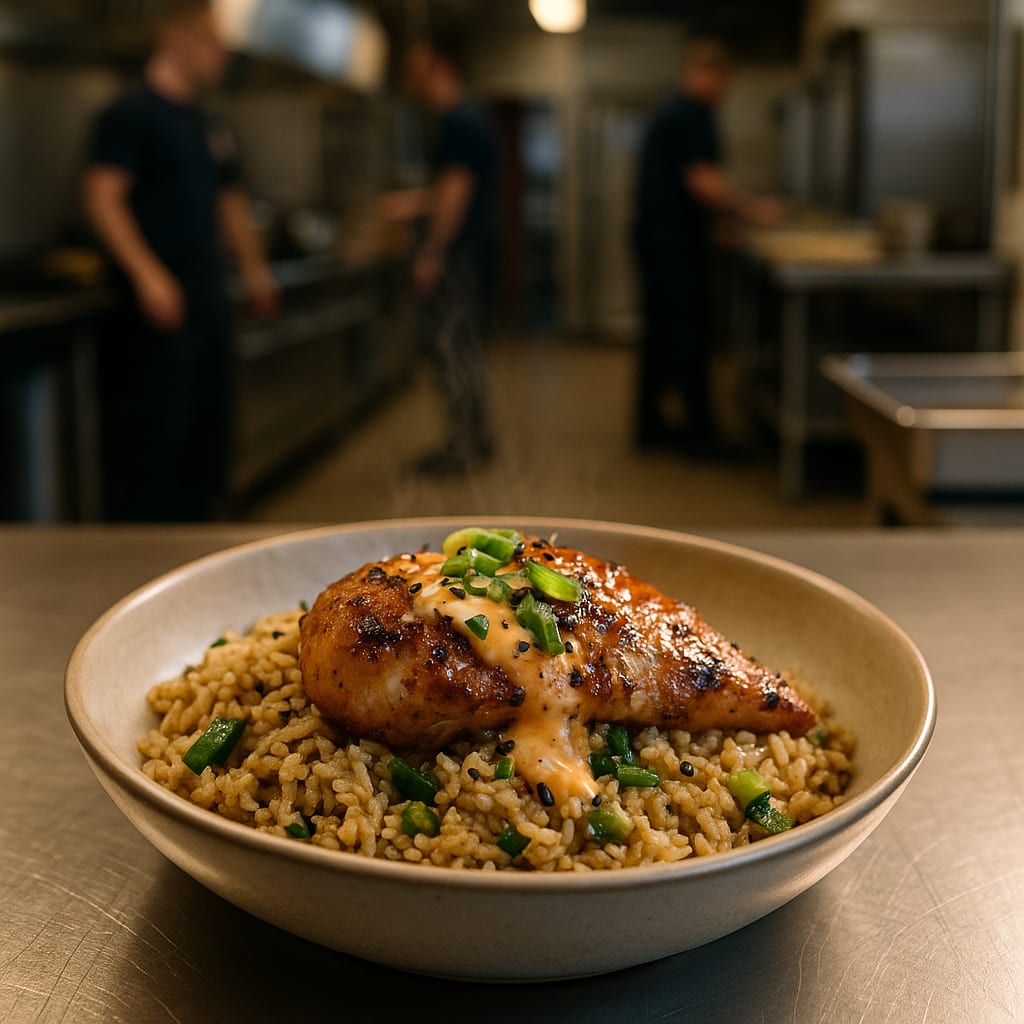 Cajun Chicken & Dirty Rice Bowls with Remoulade — chicken breast and green bell pepper