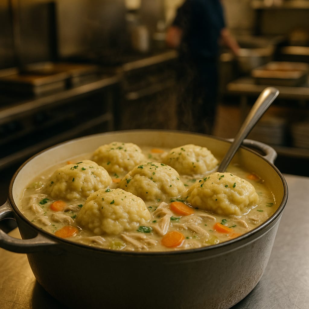 Chicken and Dumplings — carrots and parsley