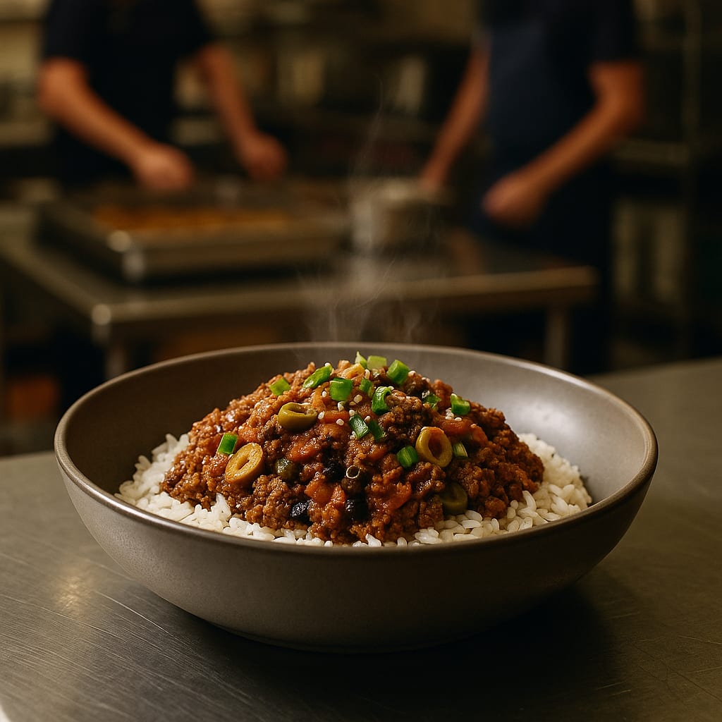 Cuban-Style Beef Picadillo Bowls — ground beef, green olives, and rice