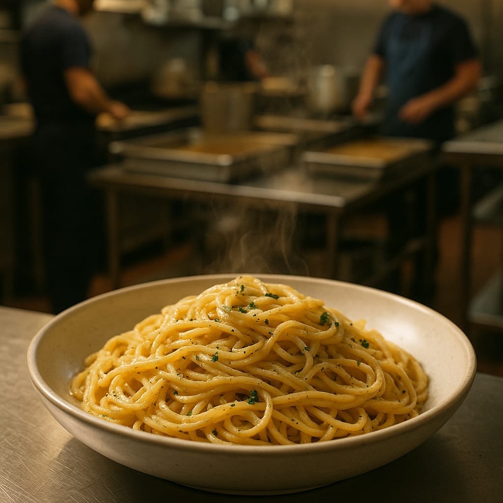 Garlic Butter Pasta — spaghetti, parsley, and black pepper