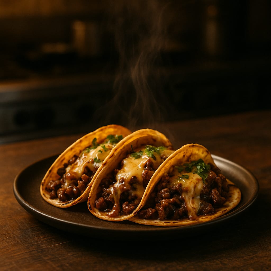 Taco Bar — tortillas, steak, cilantro, and cheese