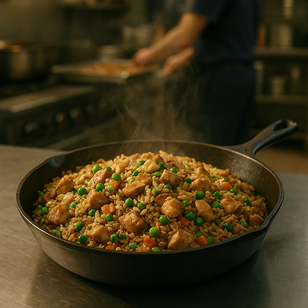 High-Protein Chicken Fried Rice — peas and carrots