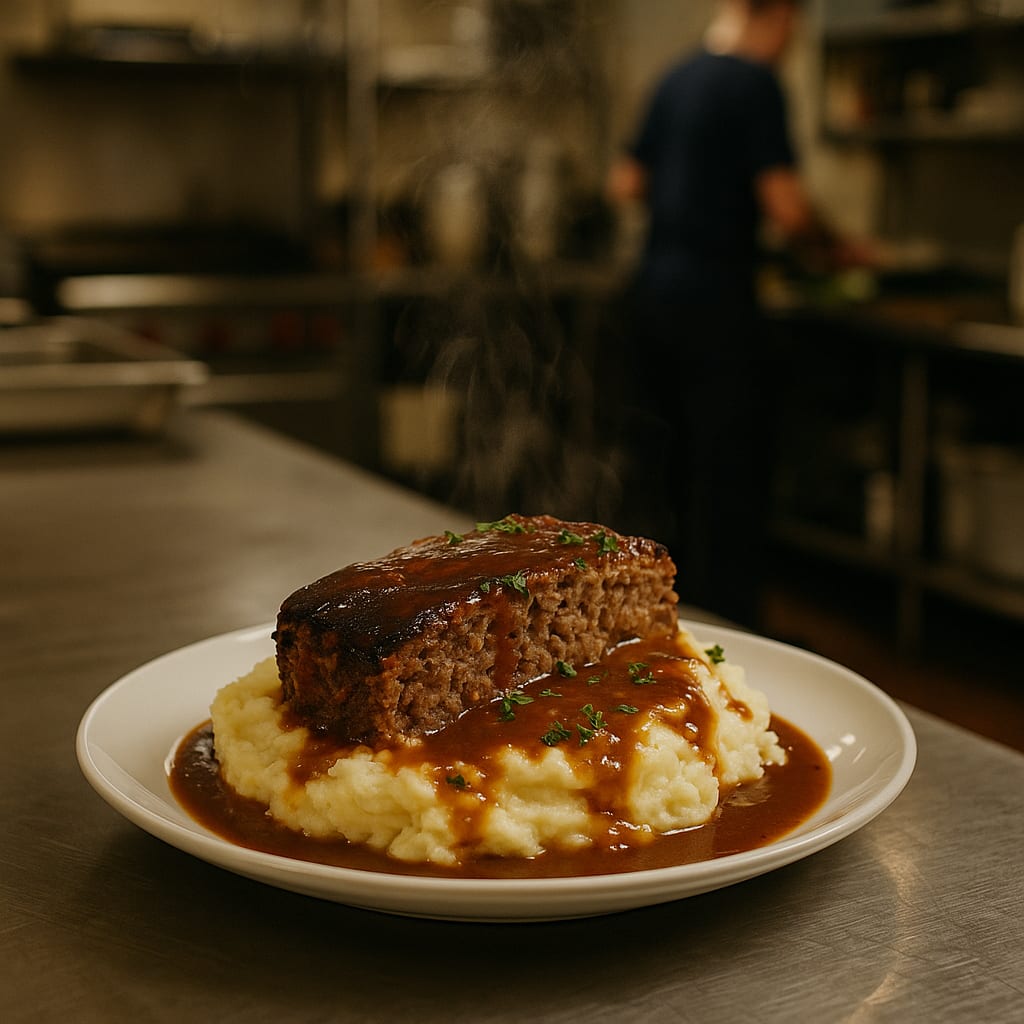 Meatloaf and Mashed Potatoes — gravy and parsley