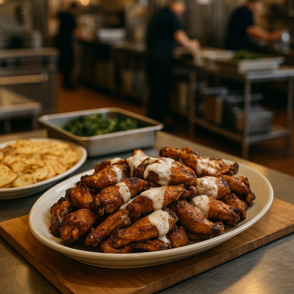 Smoked Wings with White Sauce — chicken wings