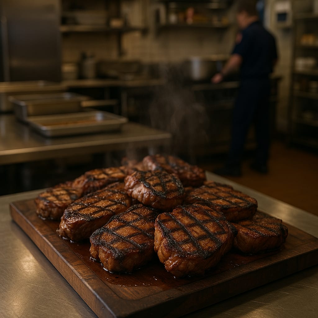 Applewood Grilled Pork Shoulder Steaks — boneless pork shoulder