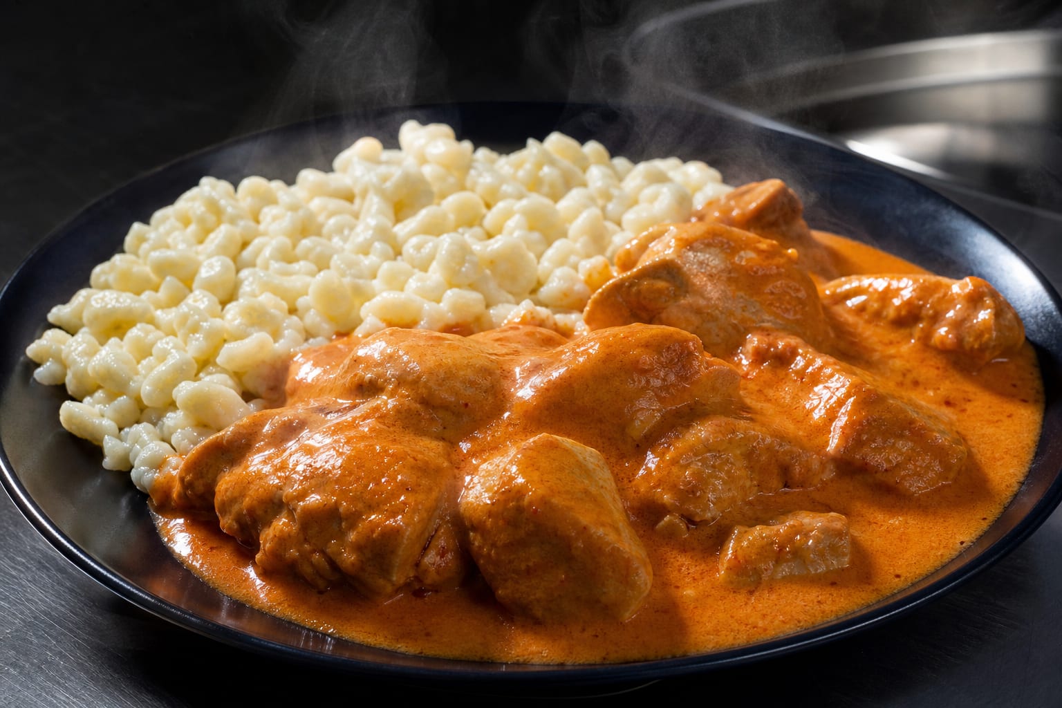 Chicken Paprikash for the Hall — paprika sauce and egg noodles