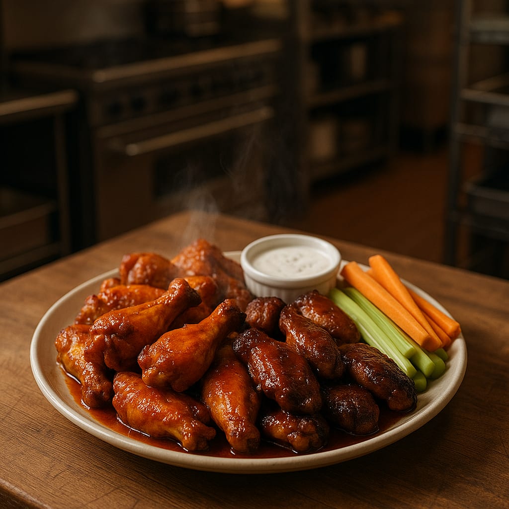 Chicken Wing Bar Night — celery sticks, baby carrots, and ranch dressing