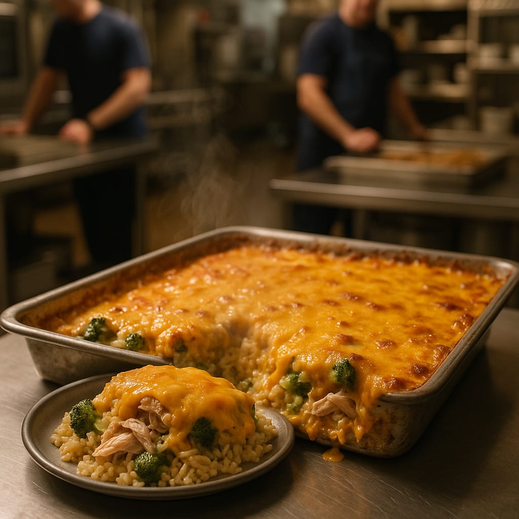 Costco Rotisserie Chicken Remix — cooked rice, broccoli, and cheddar cheese