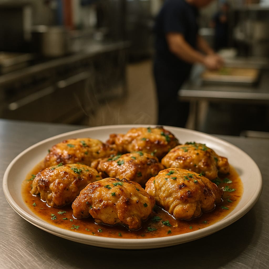 Honey Mustard Baked Chicken Thighs — bone-in chicken thighs, fresh parsley, and glaze