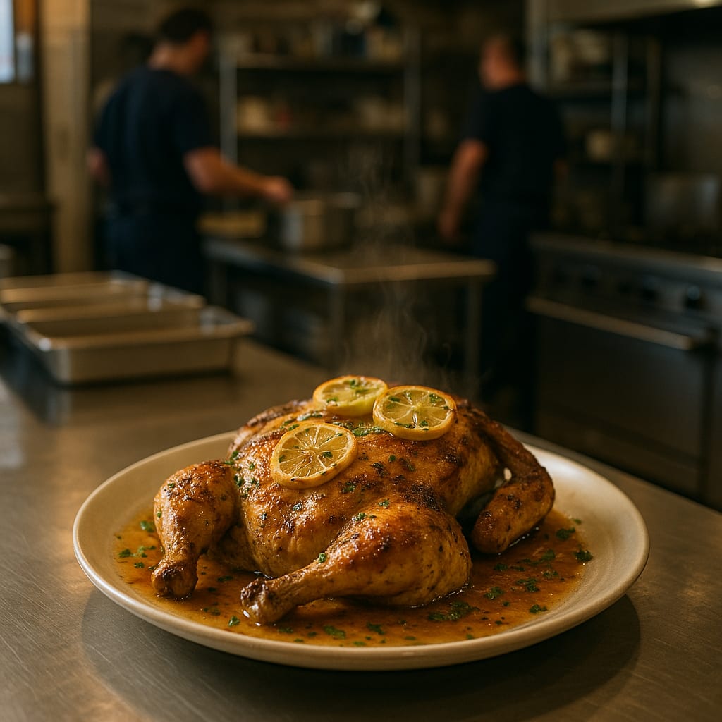 Spatchcock Lemon Roast Chicken — whole chicken and lemon slices