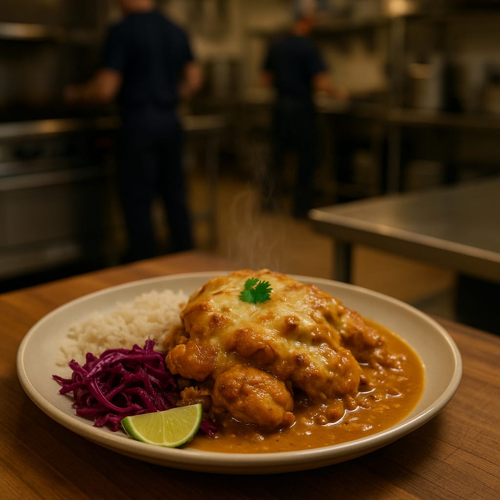 Thai Peanut Chicken Crock — chicken thighs, rice, red cabbage, lime, and sauce