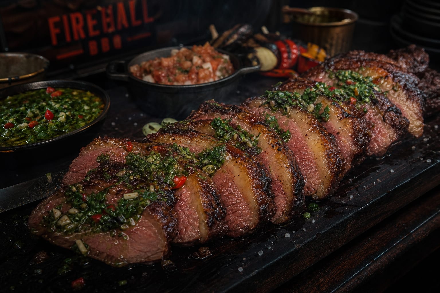 Smoked Picanha Steak Platter — picanha roast and chimichurri